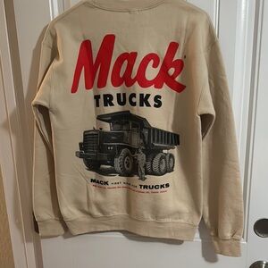 Beige Sweatshirt with Red Mack Trucks Logo